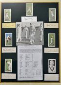 Nice 1956 England v Australia'Laker's Match' signed cricket ephemera montage consisting of a copy of