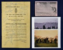 Rare 1954 Open Golf Championship Competitors Only Official Qualifying programme signed - played over