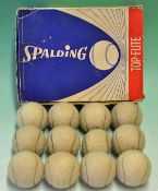 Rare box of Spalding Top-Flite tennis balls c/w 12 balls. Rare box made as a club-pack. Wear to
