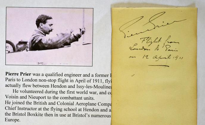 Flying - Pierre Prier First pilot signed^ inscribed and dated autograph album page - inscribed " - Image 2 of 2