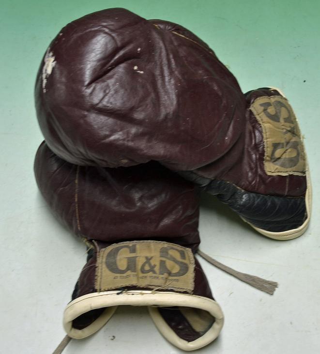 Floyd Patterson worn boxing gloves - pair of G&S Makers New York boxing gloves used and worn by