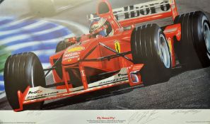 Signed 2000 Michael Schumacher F1 colour print titled'Fly Schumi Fly!' signed by Michael