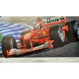 Signed 2000 Michael Schumacher F1 colour print titled'Fly Schumi Fly!' signed by Michael