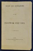 Rare 1866 Prestwick Golf Club - Rules and Regulations. 12pp. Paper covers some slight discolouration
