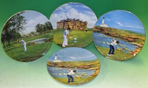 4x Coalport "Golfing Classics" bone china plates c1991- featuring coloured golfing scenes signed