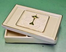 1997 Ryder Cup Commemorative ceramic card box - with 22ct gold trim^  hand crafted by Bill Waugh for