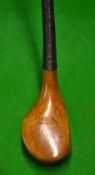 Early Ben Sayers stained beech wood scare head bulger driver c1895 - fitted with full length