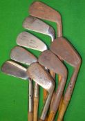 8x assorted irons to incl 2x Maxwell flanged sole irons a mashie and a lofted iron^ Eclipse mussel