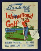 1947 International Golf signed Programme - post war charity match played at Llandudno GC between