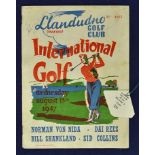 1947 International Golf signed Programme - post war charity match played at Llandudno GC between
