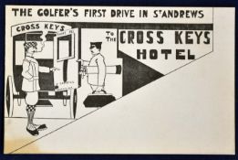 The Cross Keys Hotel^ St Andrews golfing postcard - titled "The Golfer's 1st Drive In St Andrews"