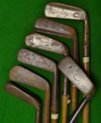 7x Assorted blade putters including a Maxwell flange wry neck^ a straight line model by AH Scott^