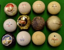 Interesting collection of 12x various golf balls to incl a machine line gutty golf ball (used)^