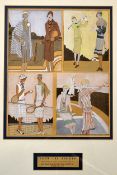 3x 1920s French hand coloured golf fashion magazine pages to incl "Mode Pratique" dated 28th July