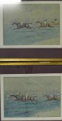 2x Horse Racing Colour Prints both signed by the artist George Finch Mason depicting'The