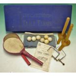 A Cavendish Table Tennis Set c1900 complete with an F. H. Ayres box containing a pair of excellent