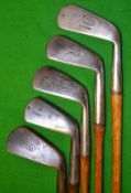 5x assorted irons including JH Taylor smf mashie^ Tom Stewart L mid iron^ an Anderson L mid iron