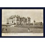 Tom Morris St Andrews golfing postcard - titled "Golf Clubhouse^ St Andrews" featuring Tom Morris