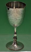 Small lawn tennis silver-plated 1884 chalice trophy in the form of a bowl supported by a single
