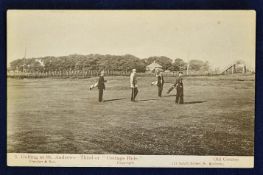 The Old Golf Course St Andrews postcard titled - "Golfing at St Andrews - Third or'Cottage Hole' -