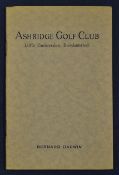 Darwin^ Bernard - "Ashridge Golf Club^ Little Gaddesden^ Berkhampsted" golf club handbook issued