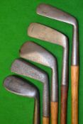 Half set of 4x golfing irons and putter (5) to incl Spalding Anvil shallow head mashie^ Anderson