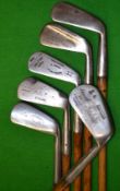 6x interesting irons James Braid by Gibson mashie iron with flanged sole^ a Tom Stewart pipe mark