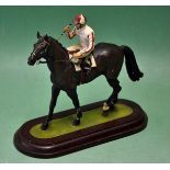 Racehorse - Ronald Cameron ltd ed Race Horse and Jockey spelter figure^ hand painted ltd ed no 65/