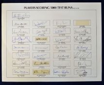 Selection of Cricket signatures from Players Scoring 5000 Test Runs as at 01/06/1991 including 25