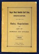 1926 Royal West Norfolk G.C. Rules^ Regulations and List of Members and Officers plus medal