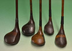 5x various playable socket head woods - incl Forgan Crown model spoon^ light stained Bull Dog baffie