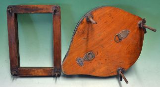 George Bussey & Co^ London wooden tennis press - pear shaped multiple racket press with wing nuts on