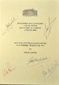 Association of Golf Writers Annual Open Championship signed dinner menu for 2000 - held at St