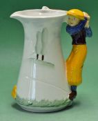 Late Burleigh Ware 'Golfer' jug of tapering shape - sparsely painted glazed bowl with hand painted