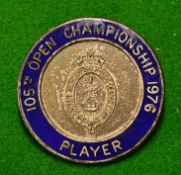 Rare 1976 Open Golf Championship Players enamel badge - issued to contestants only - won by Tom
