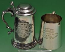 Lawn Tennis Silver-plated tankard trophy by James Dixon & Sons - with hinged lid engraved^ "Riding