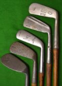 Half set of 5x golf clubs to incl Maxwell Driving Iron^ Vickers jigger^ Mashie^ Spalding Kro-Flite