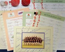 Selection of 1984-2010 Lancashire CCC signed team sheets and cards featuring players such as