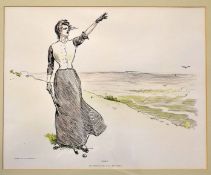 Life Publishing Co USA 3x hand coloured Gibson style golfing prints c1900 to incl "Fore! - The