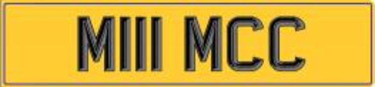 Scarce cricket car reg no plate M111 MCC - c/w Full Retention Document issued on 22/08/2013 -