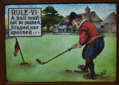 Crombie^ Charles "THE RULES OF GOLF ILLUSTRATED NO. VII" rare and unique coloured sand painting -