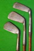 3x anti-shank irons to incl Gibson Logan's Fairlie's Pat Deep face mashie and 2x Smiths Pat incl