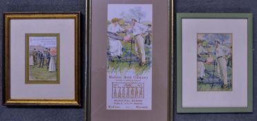 3x early and original golfing coloured advertising cards from the 1890s onwards  to incl Huntley and