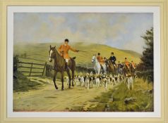 Colour Hunting print'Moving Off To Draw' the Lanark and Renfrew foxhounds from the painting by C. E.