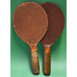 Pair of Frank Bryan table tennis bats with the makers stamped to the throat^'The Atropos' table