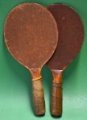 Pair of Frank Bryan table tennis bats with the makers stamped to the throat^'The Atropos' table