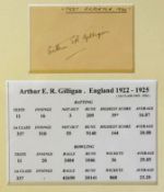 Arthur E. R. Gilligan (England Cricket Capt. 1924/25) signed album page dated 1934 c/w cricket