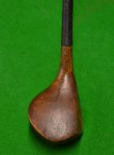 Late unnamed scare neck light stained beech wood spoon - refined club fitted with full length hide
