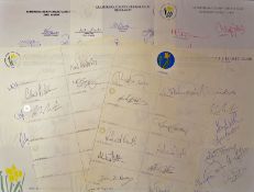 Collection of 1993 onwards Glamorgan CCC signed team sheets featuring players such as Morris^ Croft^