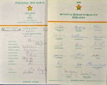 1992 Zimbabwe signed cricket team sheets both fully signed in G condition (2)